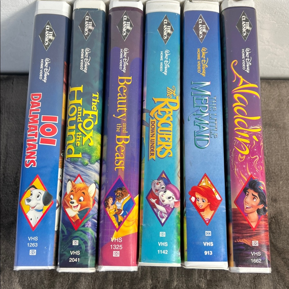 ✨ Rare Disney Black Diamond VHS Lot 6 Classics Little Mermaid Aladdin Beauty